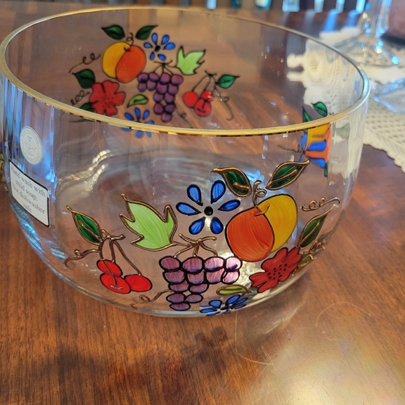 1980 VINTAGE ROMANIAN CLEAR CRYSTAL BIG BOWL, ALL HAND CRAFTED. - Picture 3 of 14